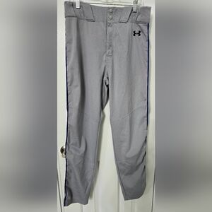 Mens Large Baseball Pants Grey with Blue Piping Under Armour